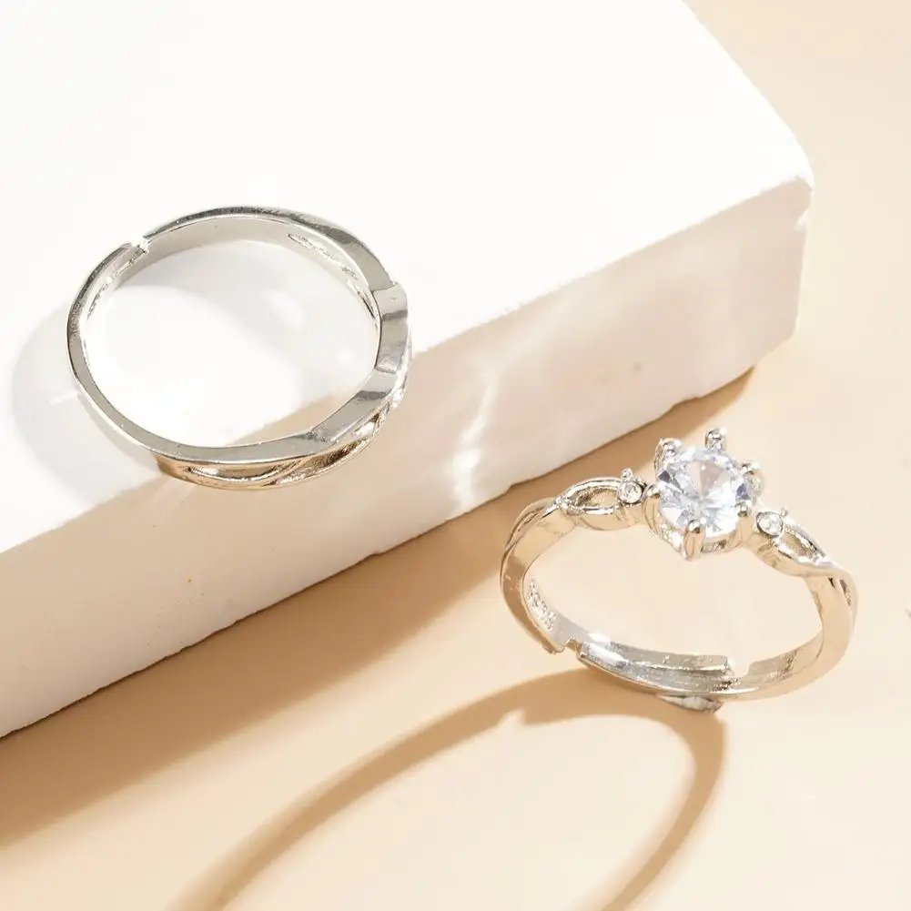 Couple Rings Adjustable Wedding Jewelry For Women Men Romantic Promise Wedding Anniversary Jewelry Gift Couple Rings Adjustable Wedding Jewelry For Women Men Romantic Promise Wedding Anniversary Jewelry Gift