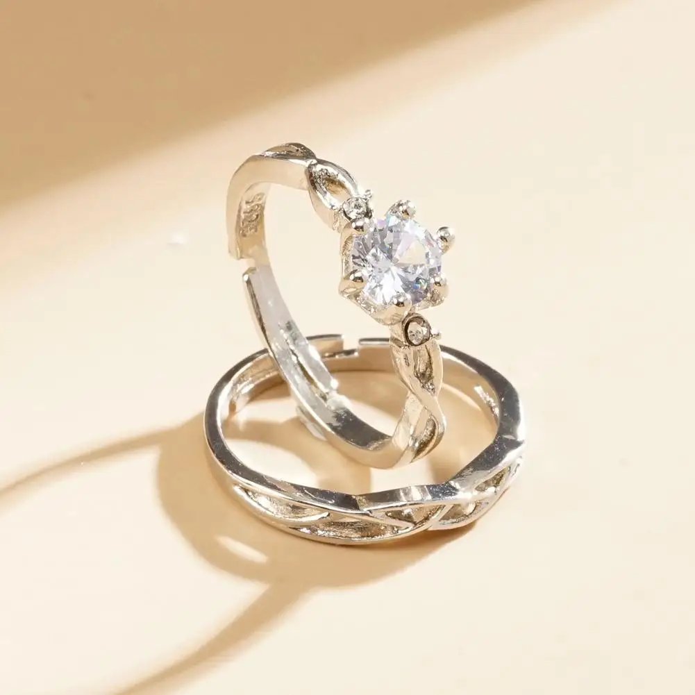 Couple Rings Adjustable Wedding Jewelry For Women Men Romantic Promise Wedding Anniversary Jewelry Gift Couple Rings Adjustable Wedding Jewelry For Women Men Romantic Promise Wedding Anniversary Jewelry Gift