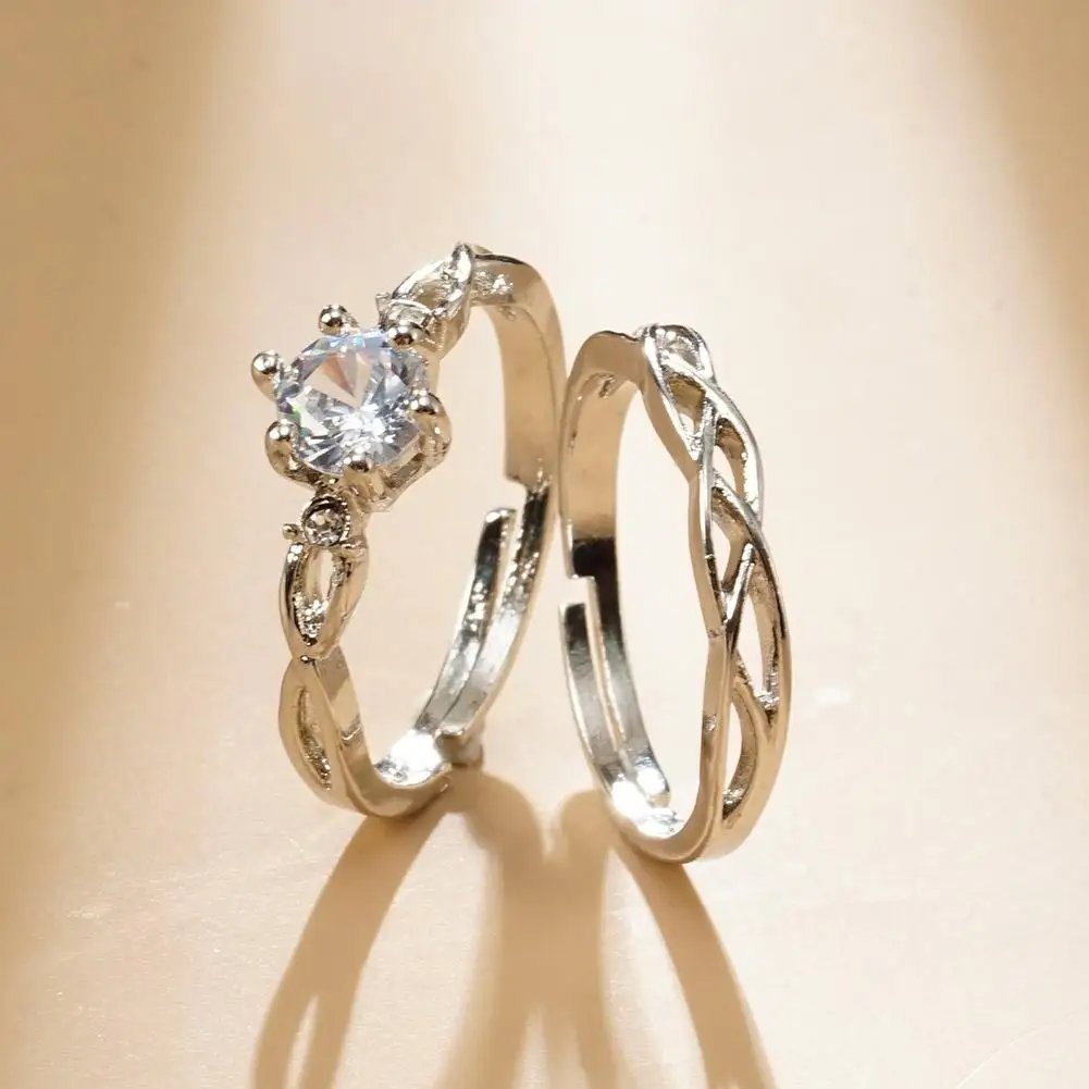 Couple Rings Adjustable Wedding Jewelry For Women Men Romantic Promise Wedding Anniversary Jewelry Gift Couple Rings Adjustable Wedding Jewelry For Women Men Romantic Promise Wedding Anniversary Jewelry Gift