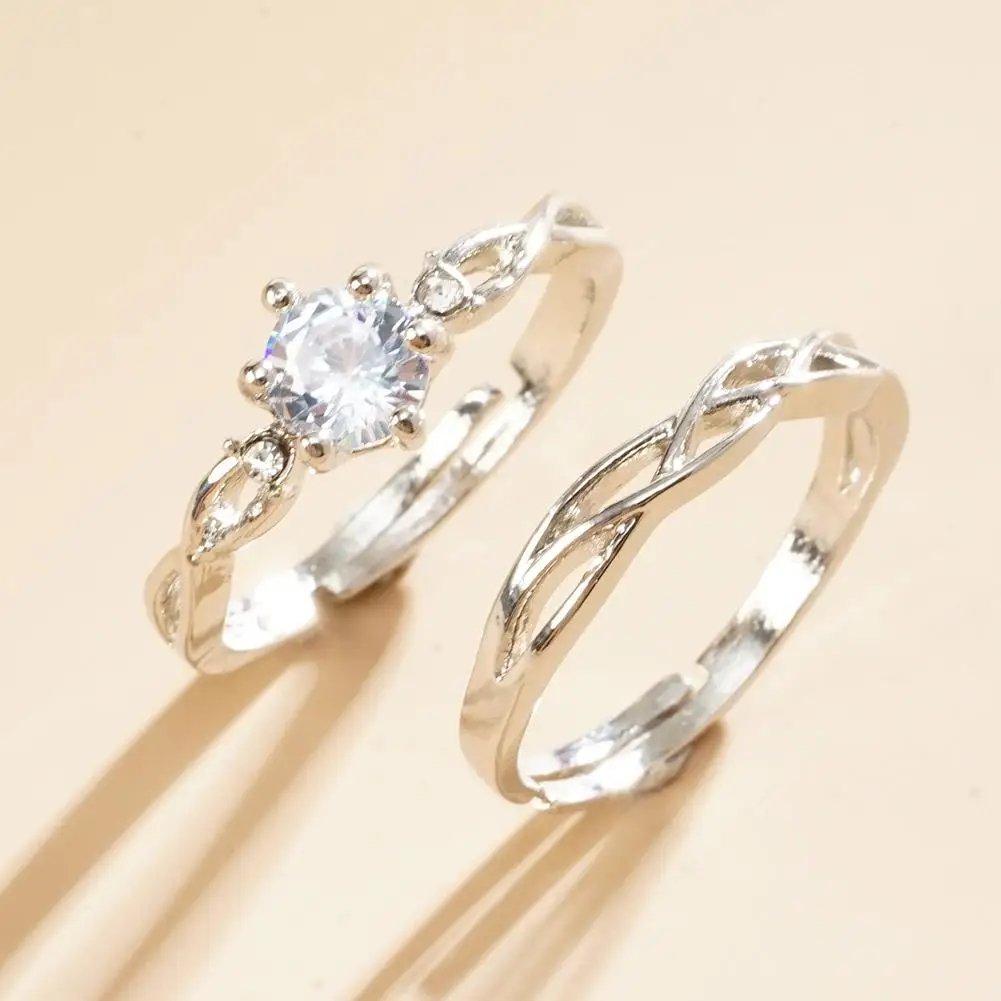 Couple Rings Adjustable Wedding Jewelry For Women Men Romantic Promise Wedding Anniversary Jewelry Gift Couple Rings Adjustable Wedding Jewelry For Women Men Romantic Promise Wedding Anniversary Jewelry Gift