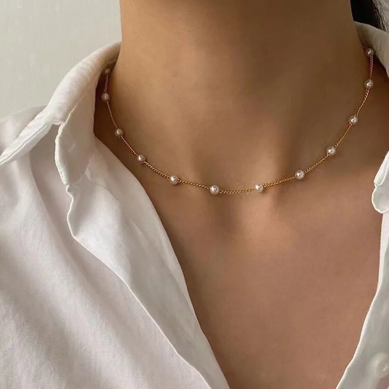 FTCY 3pcs Women's Pearl Necklace Set 14K Gold Fashion Love Heart Pendant Waterproof Hypoallergenic Collarbone Neck Chain Jewelry FTCY 3pcs Women's Pearl Necklace Set 14K Gold Fashion Love Heart Pendant Waterproof Hypoallergenic Collarbone Neck Chain Jewelry