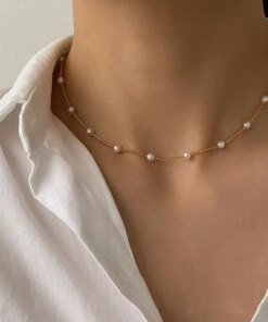 Alternative view of FTCY 3pcs Women's Pearl Necklace Set 14K Gold Fashion Love Heart Pendant Waterproof Hypoallergenic Collarbone Neck Chain Jewelry