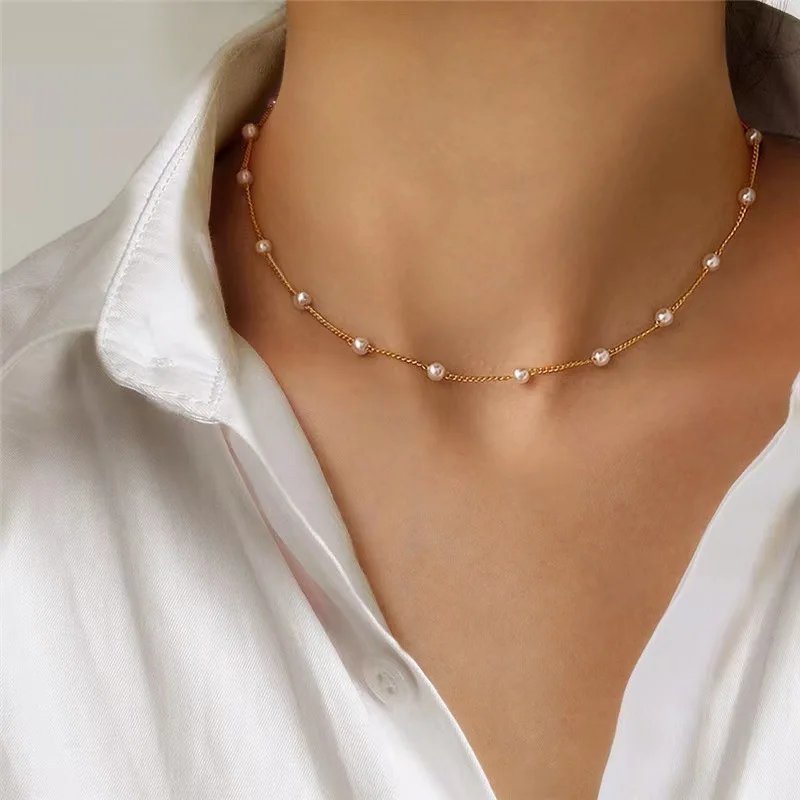 FTCY 3pcs Women's Pearl Necklace Set 14K Gold Fashion Love Heart Pendant Waterproof Hypoallergenic Collarbone Neck Chain Jewelry FTCY 3pcs Women's Pearl Necklace Set 14K Gold Fashion Love Heart Pendant Waterproof Hypoallergenic Collarbone Neck Chain Jewelry