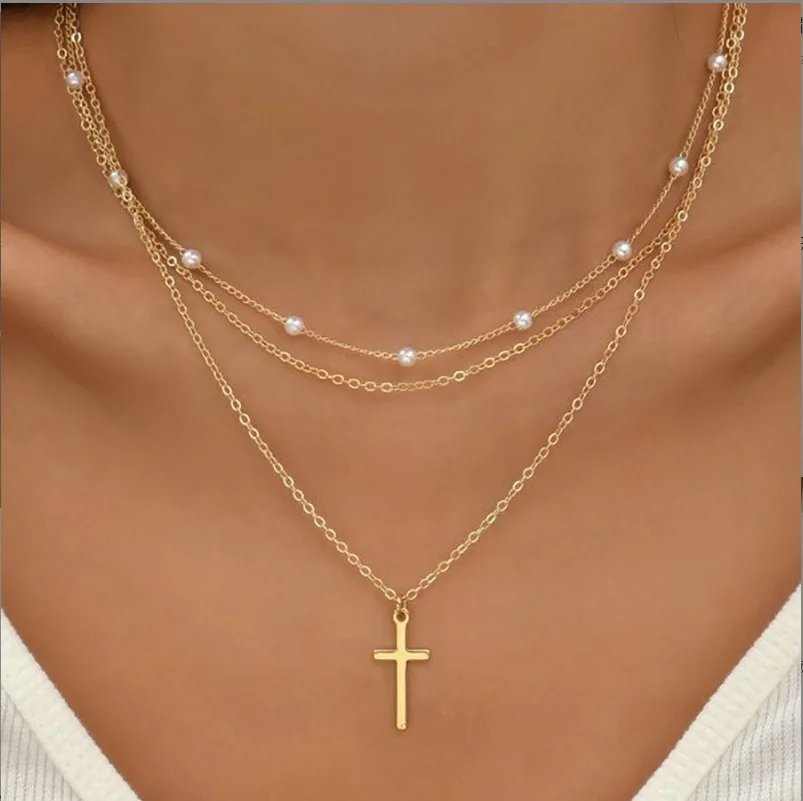 FTCY 3pcs Women's Pearl Necklace Set 14K Gold Fashion Love Heart Pendant Waterproof Hypoallergenic Collarbone Neck Chain Jewelry FTCY 3pcs Women's Pearl Necklace Set 14K Gold Fashion Love Heart Pendant Waterproof Hypoallergenic Collarbone Neck Chain Jewelry