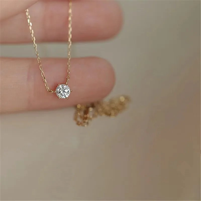 Jkeli 925 Sterling Silver 18k Gold Plated Necklace Single Sparkling Zircon Clavicle Chain for Women Wedding Jewelry collares Jkeli 925 Sterling Silver 18k Gold Plated Necklace Single Sparkling Zircon Clavicle Chain for Women Wedding Jewelry collares