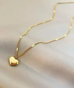 New Cross-border Couple Cavicle Chain Geometric Heart-shaped Light Luxury Temperament Simple Sweet Love Pendant Necklace Jewelry