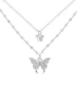 Alternative view of New Shiny Butterfly Necklace Ladies Exquisite Double Layer Clavicle Chain Necklace Jewelry for Ladies Gift