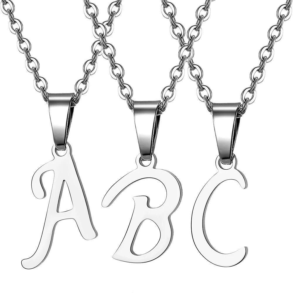 FNIO Simple Silver Color 26 Letter Pendant Necklace Fashion Unisex A-Z Initials Stainless Steel Choker Clavicle Chain Jewelry FNIO Simple Silver Color 26 Letter Pendant Necklace Fashion Unisex A-Z Initials Stainless Steel Choker Clavicle Chain Jewelry