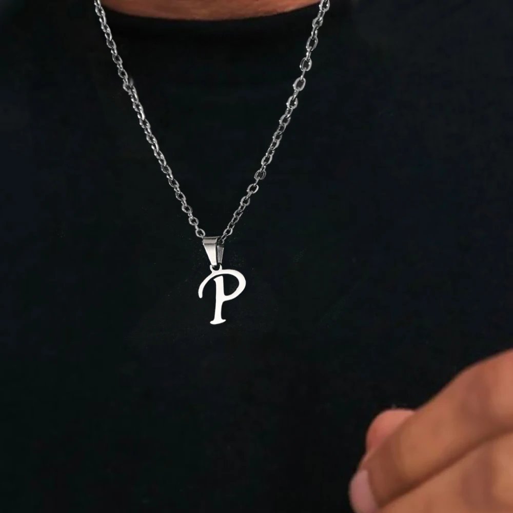 FNIO Simple Silver Color 26 Letter Pendant Necklace Fashion Unisex A-Z Initials Stainless Steel Choker Clavicle Chain Jewelry FNIO Simple Silver Color 26 Letter Pendant Necklace Fashion Unisex A-Z Initials Stainless Steel Choker Clavicle Chain Jewelry