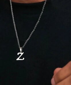 FNIO Simple Silver Color 26 Letter Pendant Necklace Fashion Unisex A-Z Initials Stainless Steel Choker Clavicle Chain Jewelry