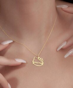 Alternative view of Customized Name Necklace, Personalized Cartoon Cat Necklace, Name Jewelry, Mom's Gift, Baby Welcome Party Pendant