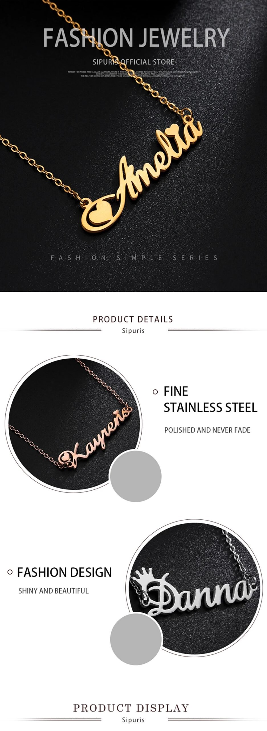 Sipuris Unique Custom Name Letter Pendant Necklace Personalized Heart Stainless Steel Necklaces For Women Jewelry Gifts 2022 Sipuris Unique Custom Name Letter Pendant Necklace Personalized Heart Stainless Steel Necklaces For Women Jewelry Gifts 2022