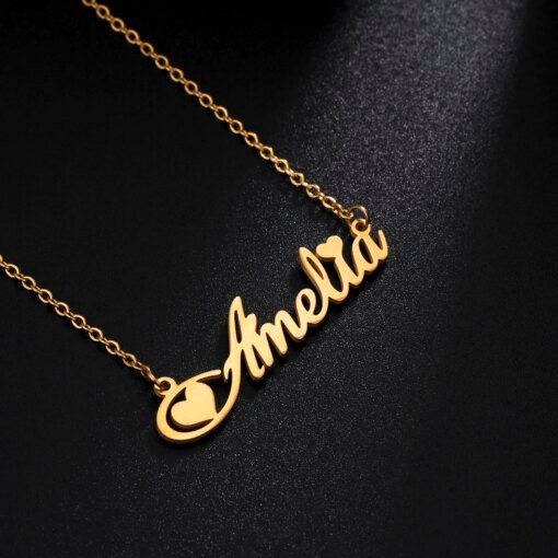Sipuris Unique Custom Name Letter Pendant Necklace Personalized Heart Stainless Steel Necklaces For Women Jewelry Gifts 2022