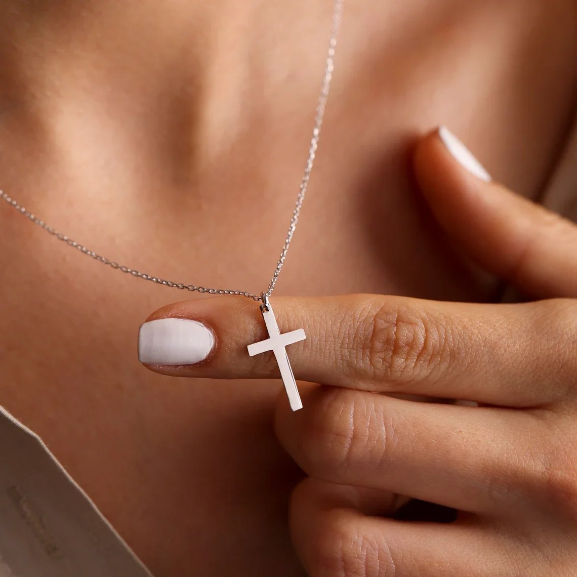 Fashion Stainless Steel Cross Gold Silver Color Necklace for Women Men Exquisite Chain Necklaces Jewelry Birthday Present