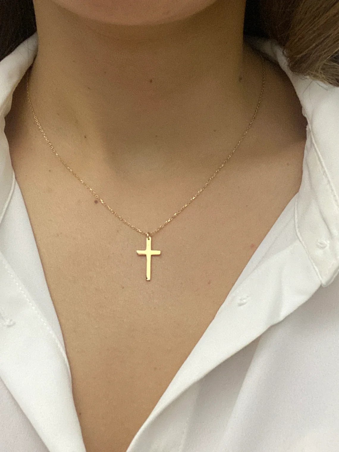 Fashion Stainless Steel Cross Gold Silver Color Necklace for Women Men Exquisite Chain Necklaces Jewelry Birthday Present