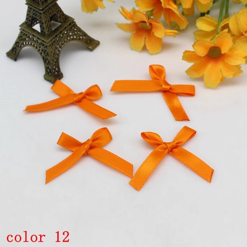 100pcs or 200PCS 20mm-30mm Small Size Satin Ribbon Bow Flower DIY CraftsEmbellishment Crafts Accessory Decoration Supplies