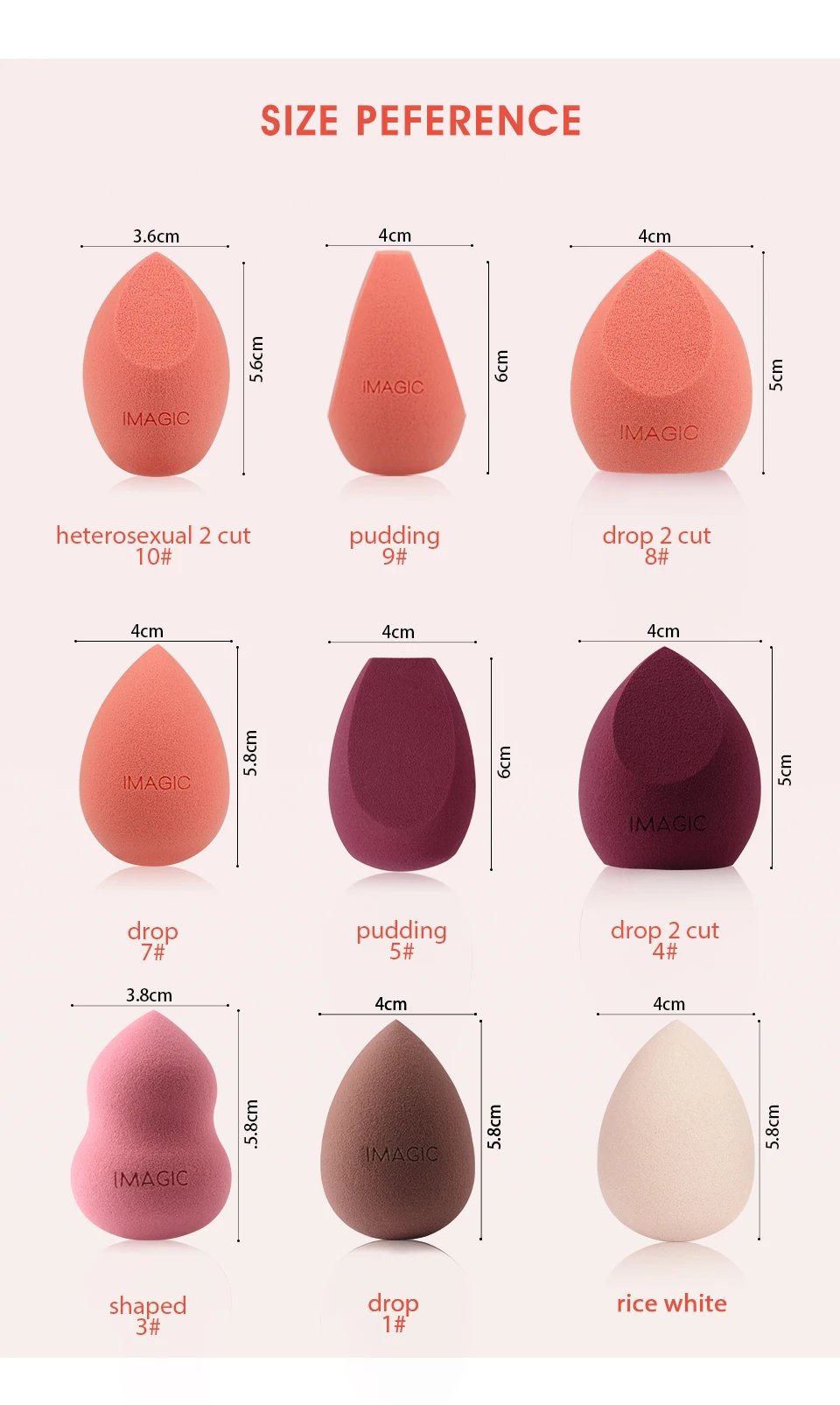 IMAGIC Makeup Sponge Puff Professional Cosmetic Puff For Foundation Beauty Cosmetic make up sponge Puff