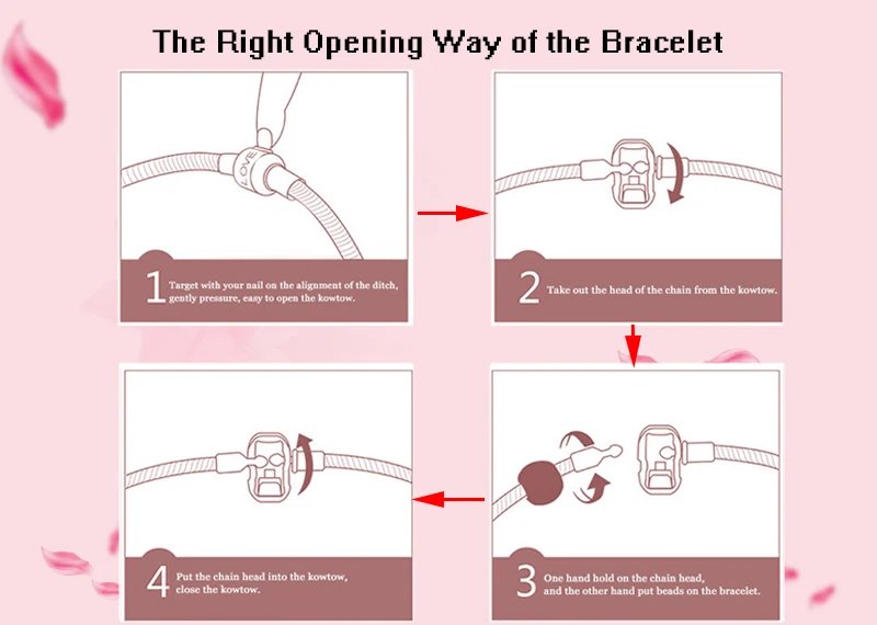 BAOPN European Pink Heart To Heart Beads Charm Bracelets For Women Fit Brand Bracelet & Bangle Couple Jewelry