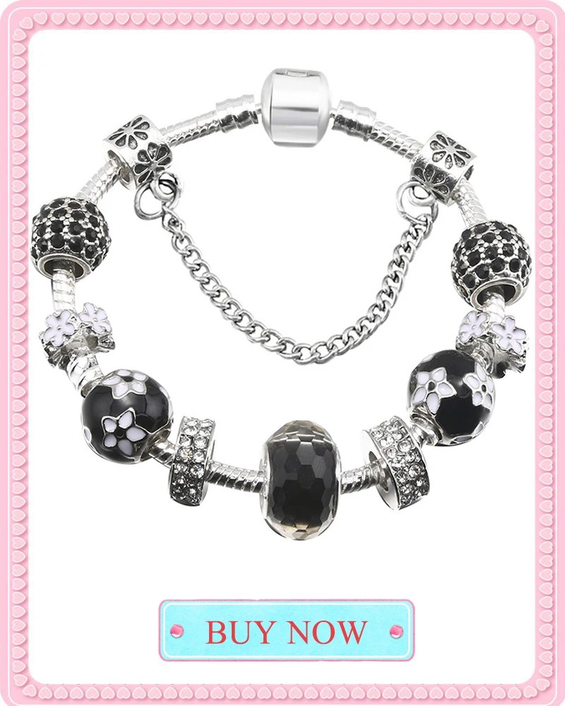 BAOPN European Pink Heart To Heart Beads Charm Bracelets For Women Fit Brand Bracelet & Bangle Couple Jewelry