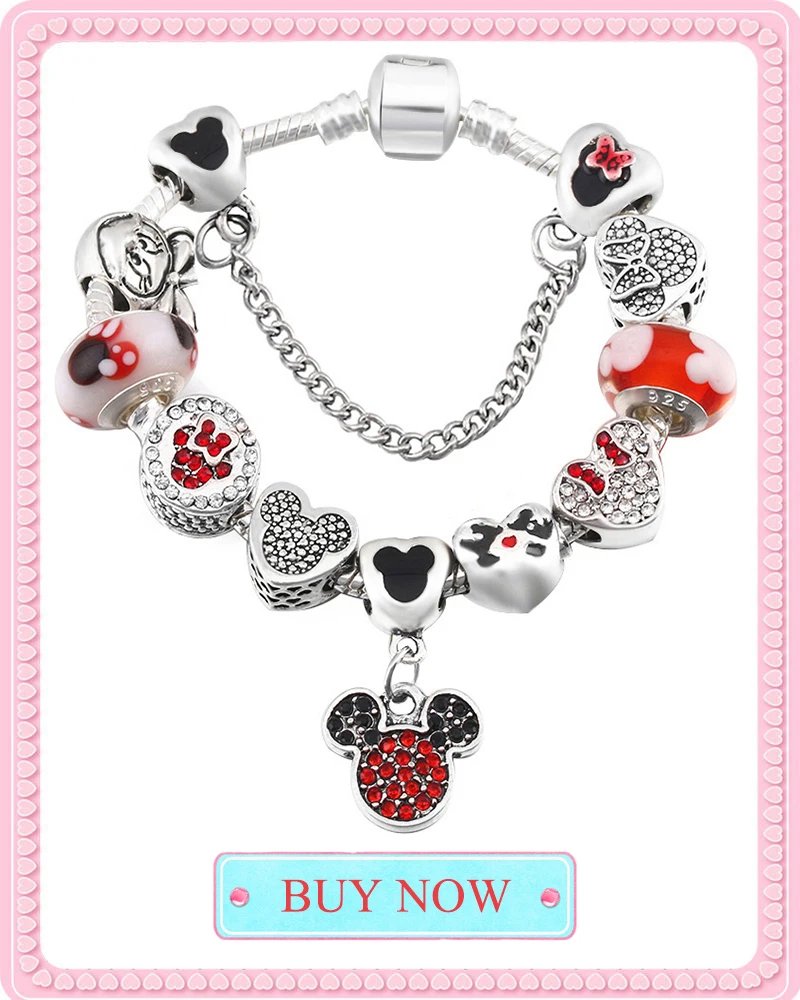 BAOPN European Pink Heart To Heart Beads Charm Bracelets For Women Fit Brand Bracelet & Bangle Couple Jewelry