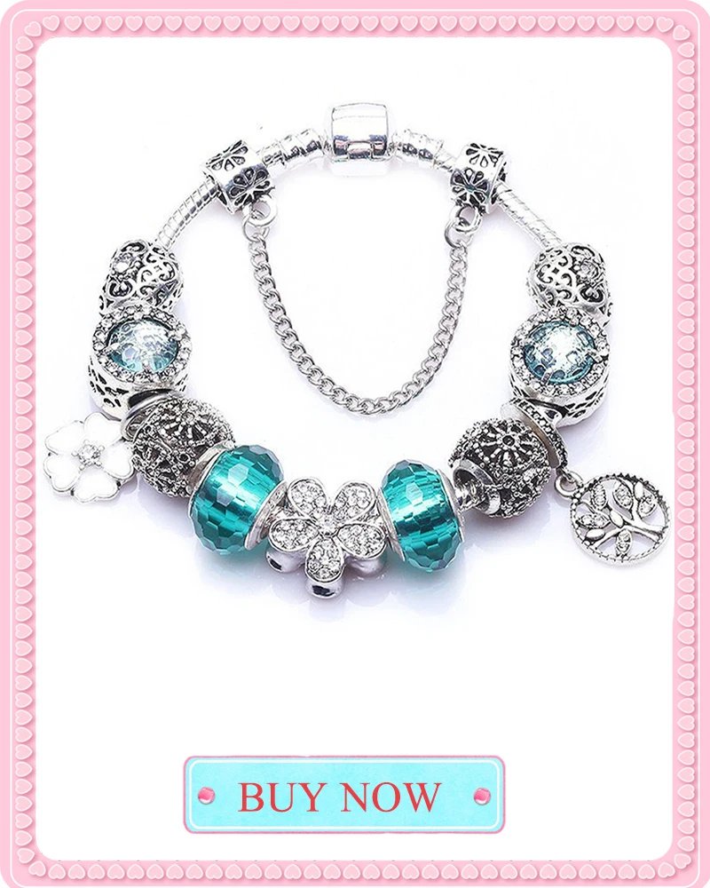 BAOPN European Pink Heart To Heart Beads Charm Bracelets For Women Fit Brand Bracelet & Bangle Couple Jewelry