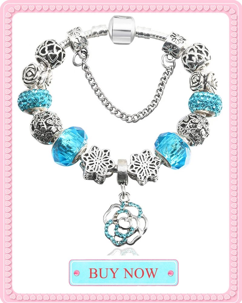 BAOPN European Pink Heart To Heart Beads Charm Bracelets For Women Fit Brand Bracelet & Bangle Couple Jewelry