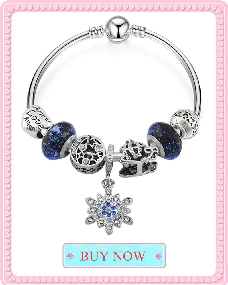 BAOPN European Pink Heart To Heart Beads Charm Bracelets For Women Fit Brand Bracelet & Bangle Couple Jewelry