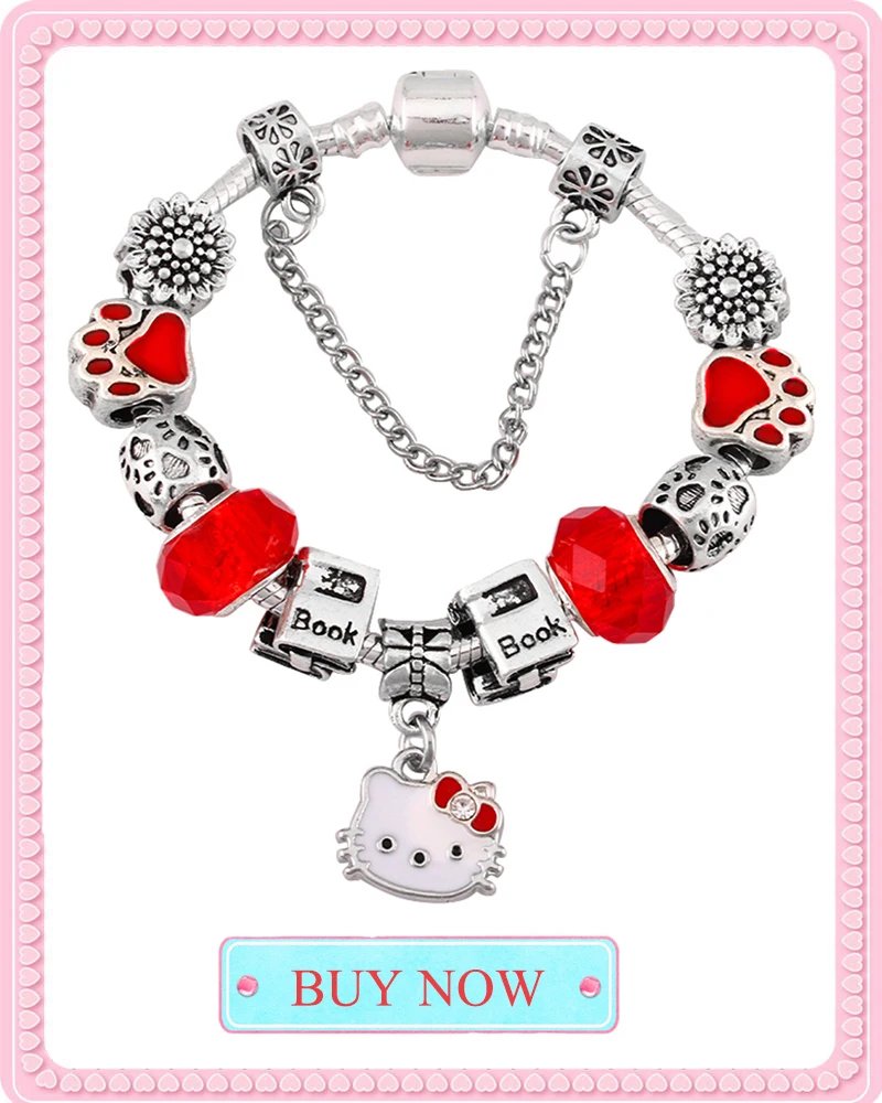 BAOPN European Pink Heart To Heart Beads Charm Bracelets For Women Fit Brand Bracelet & Bangle Couple Jewelry