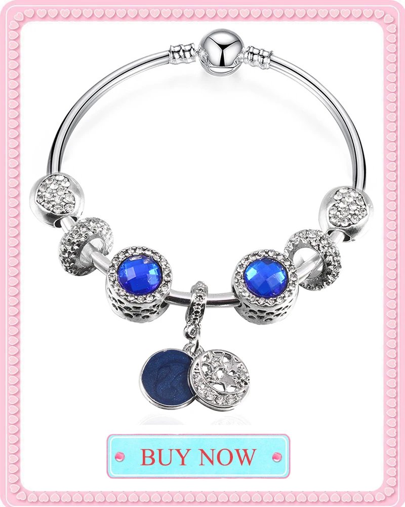 BAOPN European Pink Heart To Heart Beads Charm Bracelets For Women Fit Brand Bracelet & Bangle Couple Jewelry