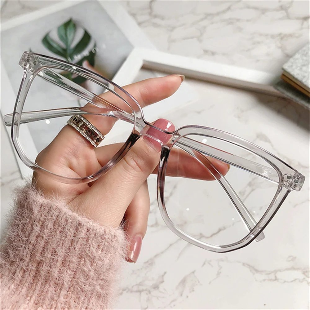 Large Square Frame Anti-Blue Light Glasses Fashion Retro Men Women Computer Gaming Eye Protection Classic Plain Glass Spectacles Large Square Frame Anti-Blue Light Glasses Fashion Retro Men Women Computer Gaming Eye Protection Classic Plain Glass Spectacles