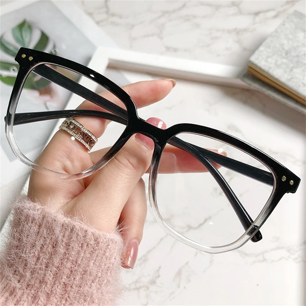 Large Square Frame Anti-Blue Light Glasses Fashion Retro Men Women Computer Gaming Eye Protection Classic Plain Glass Spectacles Large Square Frame Anti-Blue Light Glasses Fashion Retro Men Women Computer Gaming Eye Protection Classic Plain Glass Spectacles