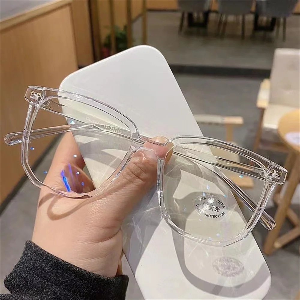 Large Square Frame Anti-Blue Light Glasses Fashion Retro Men Women Computer Gaming Eye Protection Classic Plain Glass Spectacles Large Square Frame Anti-Blue Light Glasses Fashion Retro Men Women Computer Gaming Eye Protection Classic Plain Glass Spectacles