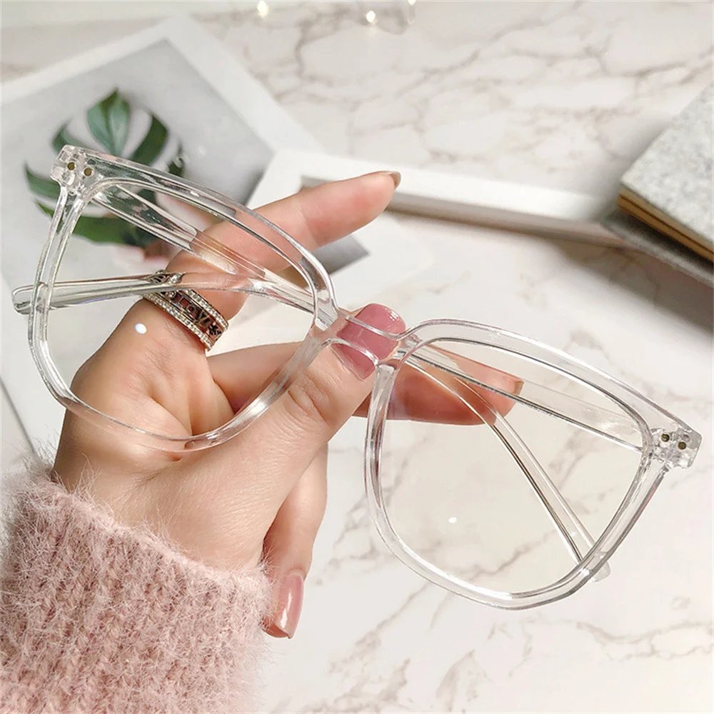 Large Square Frame Anti-Blue Light Glasses Fashion Retro Men Women Computer Gaming Eye Protection Classic Plain Glass Spectacles Large Square Frame Anti-Blue Light Glasses Fashion Retro Men Women Computer Gaming Eye Protection Classic Plain Glass Spectacles