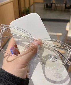 Large Square Frame Anti-Blue Light Glasses Fashion Retro Men Women Computer Gaming Eye Protection Classic Plain Glass Spectacles