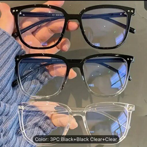 Fashion Anti Blue Light Glasses Men Computer Women Eyeglass Fashion Optical Plain Frame Spectacles Transparent Blocking Glasses