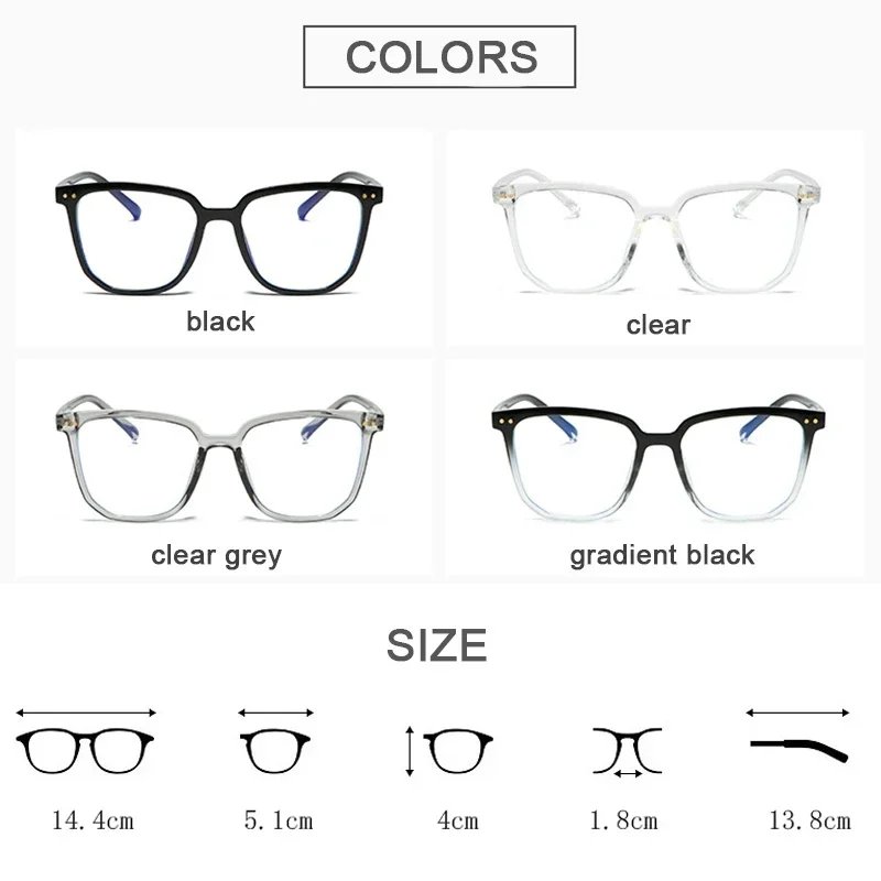 Transparent Light Frame Anti Blue Glasses Black Optical Glasse Women Men Square Eyewear Blocking Eyeglasse Spectacle Eyeglasses