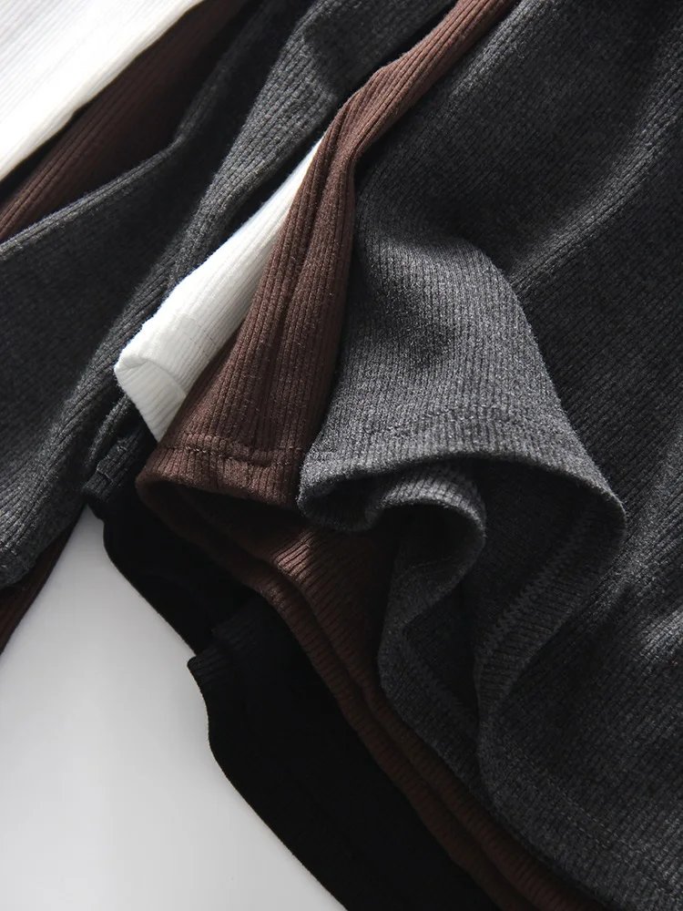 Spring Winter Modal T Shirt Women Long Sleeve Tops Brown Basic Slim Big Neck Top T Shirts Women Pullovers Black White Tees 2025