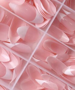 Alternative view of 360Pcs/box Glossy Soft Gel Pink French Nail Tips Medium Almond White Simple Press On Nails 10Grids Huge Capacity False Nails*&