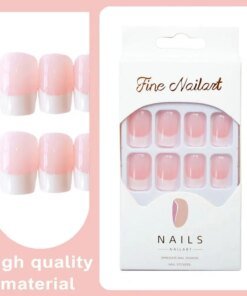 Alternative view of 24Pcs Press on Nails with Glue Square Short Glossy Nail Extension Full Cover Women Girls Natural Fake Nails Salon Home Use