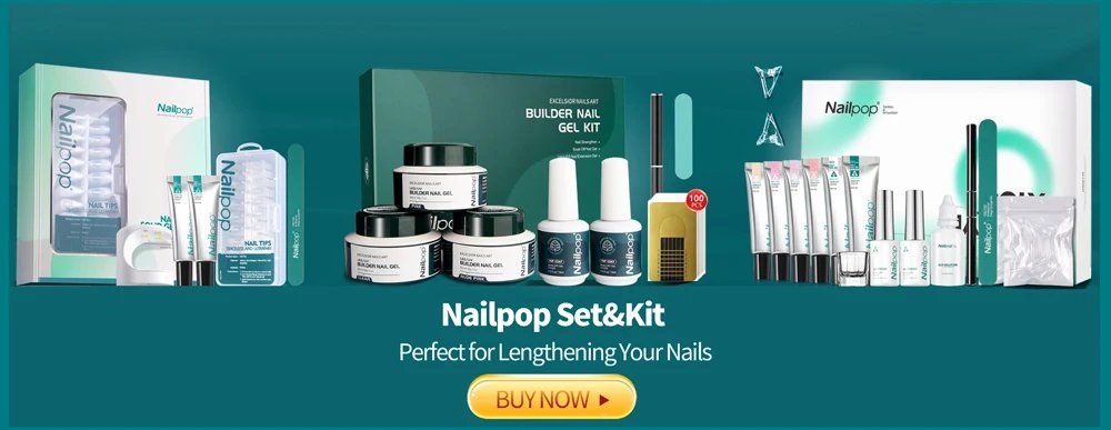 Nailpop Quick Drying Solid Nail Glue with Remover for Press On Nails Tips No Need for UV Lamp Long Lasting Fake Nails Glue Kit