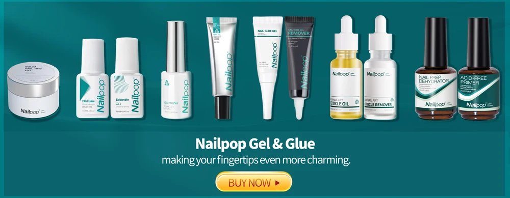 Nailpop Quick Drying Solid Nail Glue with Remover for Press On Nails Tips No Need for UV Lamp Long Lasting Fake Nails Glue Kit