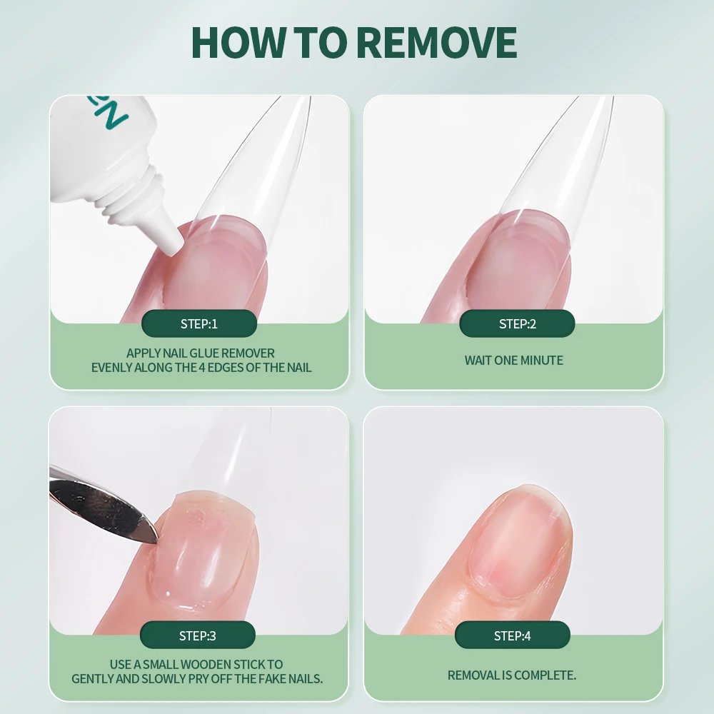 Nailpop Quick Drying Solid Nail Glue with Remover for Press On Nails Tips No Need for UV Lamp Long Lasting Fake Nails Glue Kit