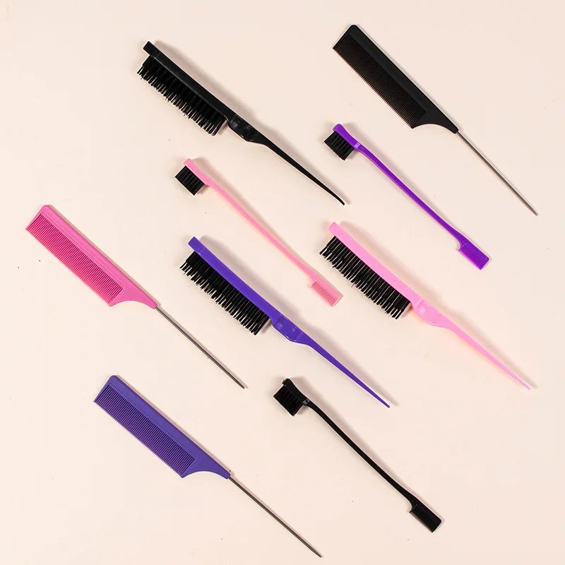 3pcs/set Hair Styling Comb Set Teasing Hair Brush Triple Teasing Comb Edge Brush Hair Tail Tools Braid Tool