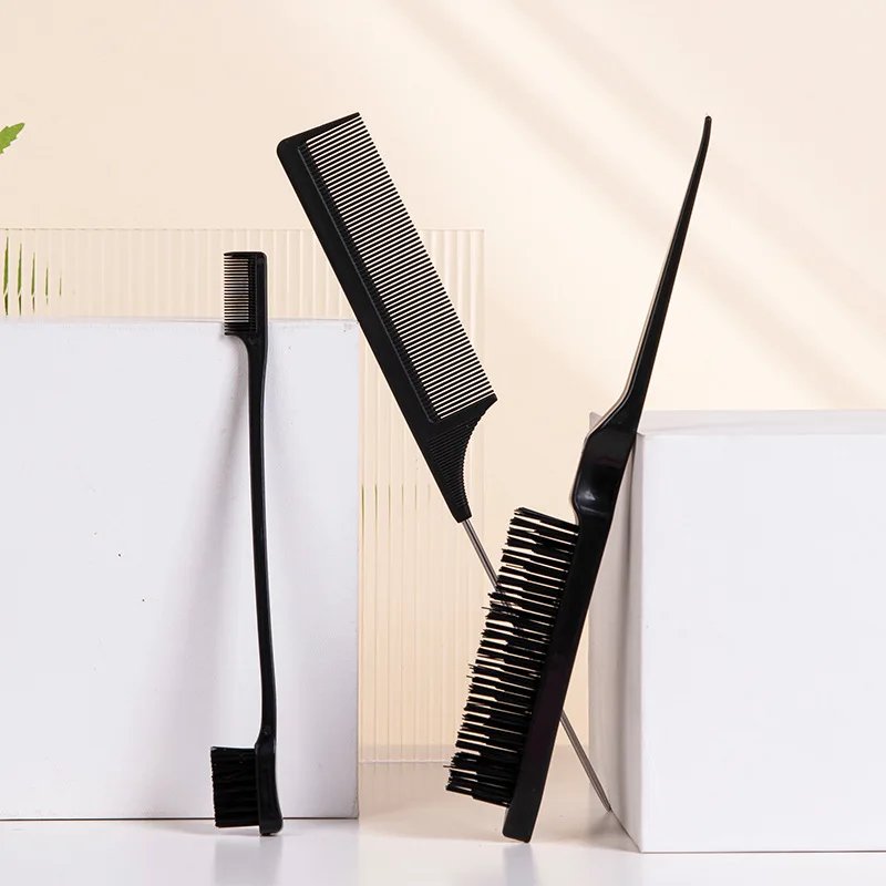 3pcs/set Hair Styling Comb Set Teasing Hair Brush Triple Teasing Comb Edge Brush Hair Tail Tools Braid Tool