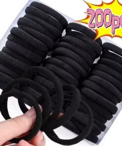 200PCS/Set Women Girls Basic Hair Bands Simple Solid Colors Elastic Headband Hair Ropes Ties Hair Accessories Ponytail Holder
