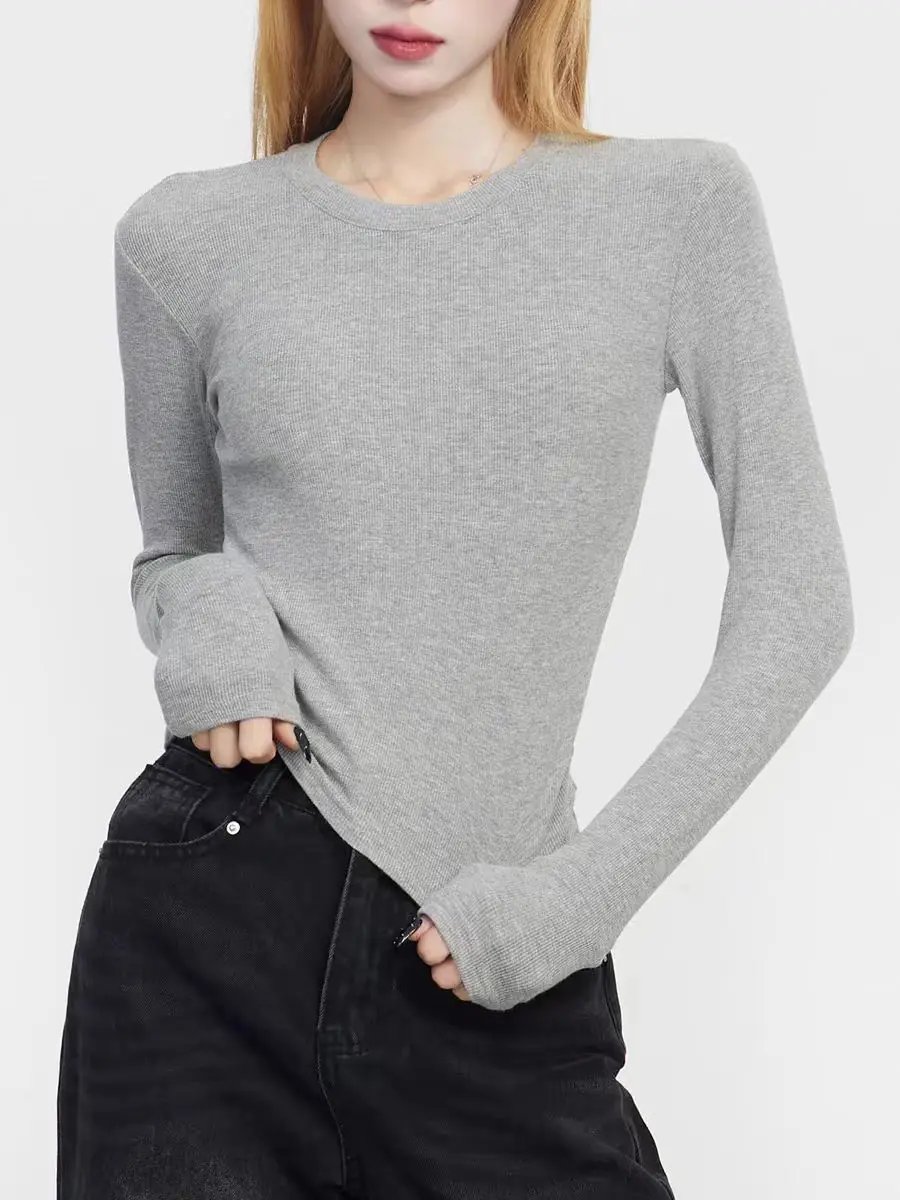 Cotton O Neck Long Sleeve Shirt Women Sexy Cropped Tops 2024 Autumn Black Casual Skinny Slim Basic Woman T Shirts White Clothing Cotton O Neck Long Sleeve Shirt Women Sexy Cropped Tops 2024 Autumn Black Casual Skinny Slim Basic Woman T Shirts White Clothing
