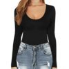 Ladies Long Sleeve Bodysuit Solid Slim Sexy Skinny Bodycon Women Bodysuit O-Neck Casual Soft Cozy Undershirt Female Jumpsuits