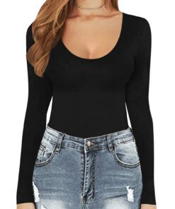 Ladies Long Sleeve Bodysuit Solid Slim Sexy Skinny Bodycon Women Bodysuit O-Neck Casual Soft Cozy Undershirt Female Jumpsuits