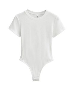 Alternative view of Summer Short Sleeve O-neck Bodysuits Women Knits Stretchable Slim 14 Colors Basic Top Jumpsuits