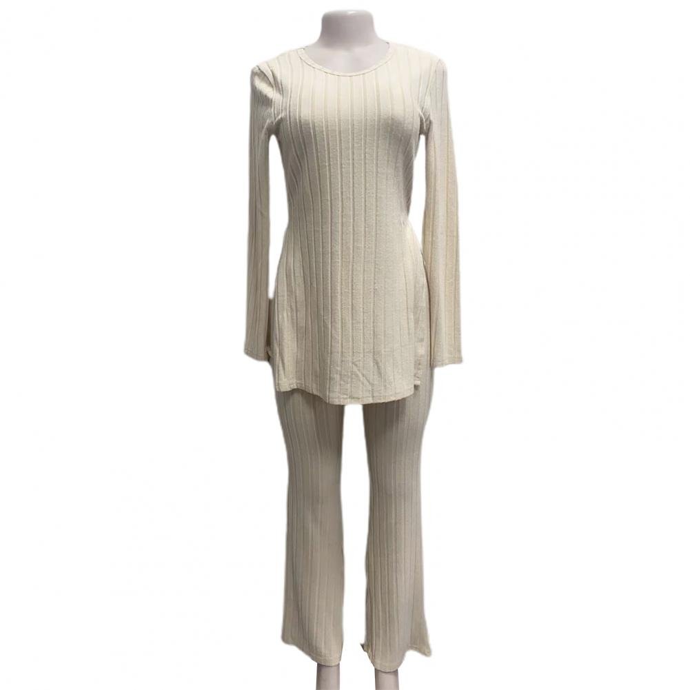 2023 Fall Winter Knitted 2 Piece Suits Women Long Sleeve Ribbed Slit Long Top and High Waist Pencil Pants Set Fashion Outfit 2023 Fall Winter Knitted 2 Piece Suits Women Long Sleeve Ribbed Slit Long Top and High Waist Pencil Pants Set Fashion Outfit